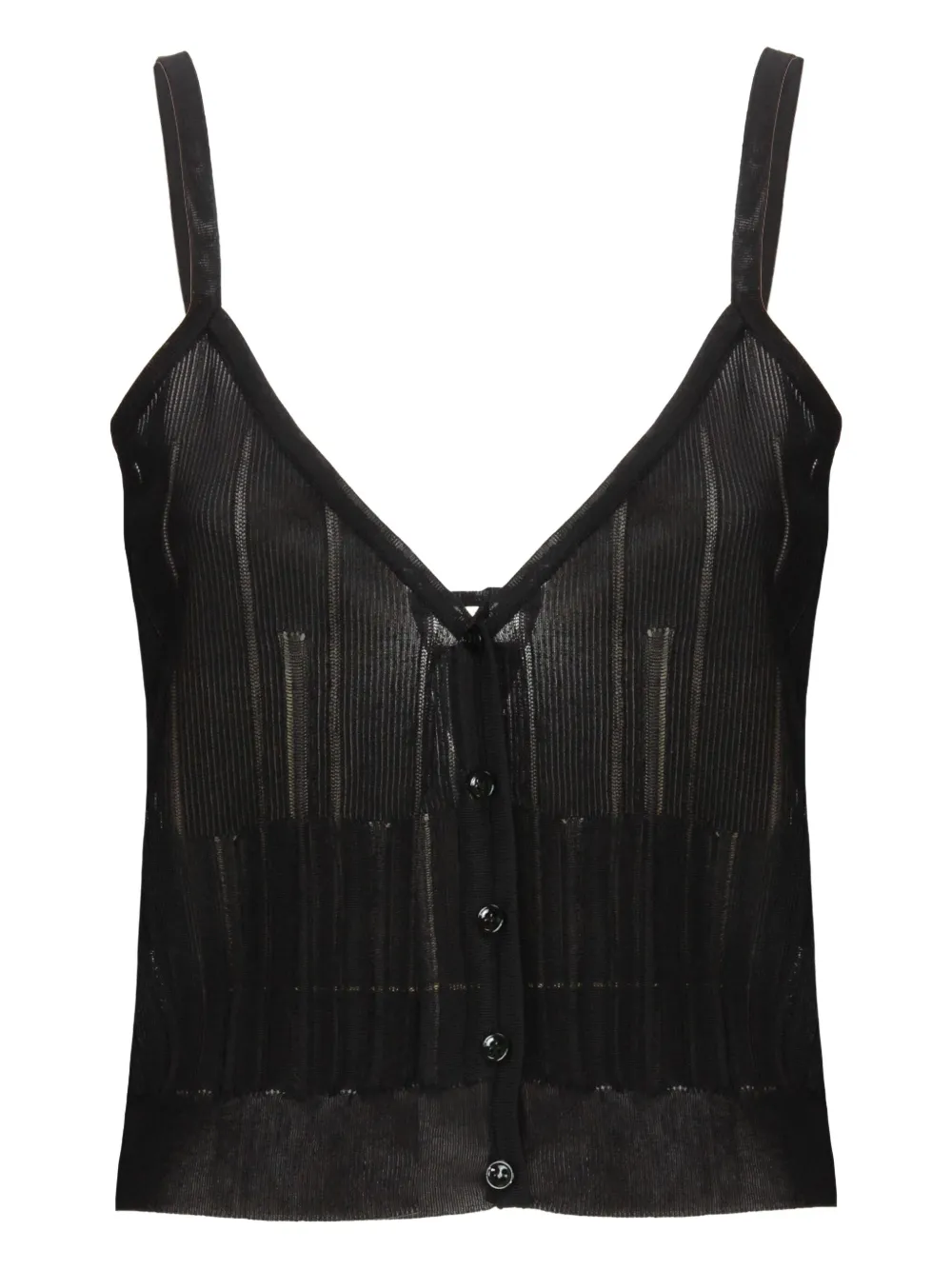 Saint Laurent Gestreiftes Stricktop - Schwarz