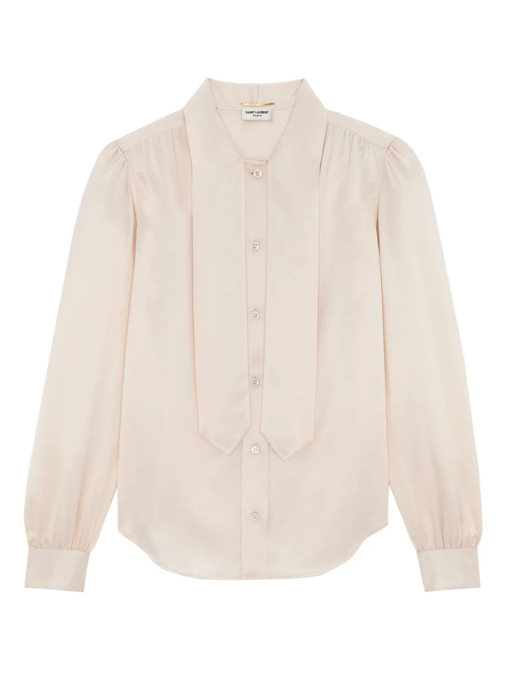 Saint Laurent Lavallière-neck Blouse In Silk Satin In White