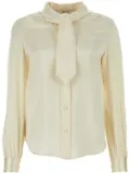 Saint Laurent lavallière-neck silk-satin blouse - Neutrals