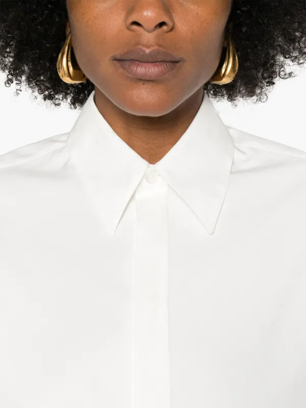 【訳あり】SAINT LAURENT ホワイト長袖シャツ Saint Laurent long-sleeve Cotton Shirt | White | FARFETCH