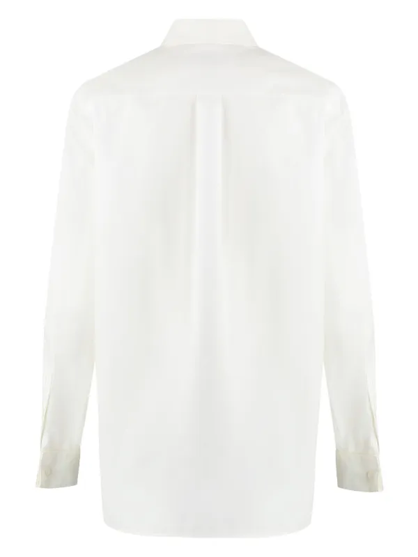 【訳あり】SAINT LAURENT ホワイト長袖シャツ Saint Laurent long-sleeve Cotton Shirt | White | FARFETCH