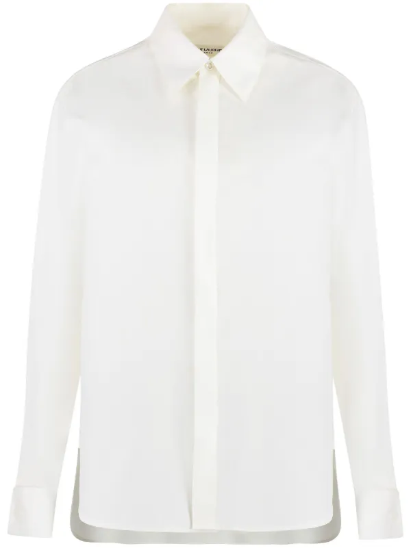 Saint Laurent Shirt In Cotton Poplin - White - Women - 40 Saint Laurent Shirt In Cotton Poplin - White - Women - 40