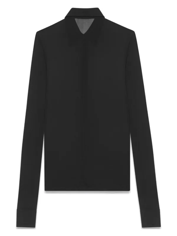 Saint Laurent spread-collar long-sleeve Shirt | Black | FARFETCH