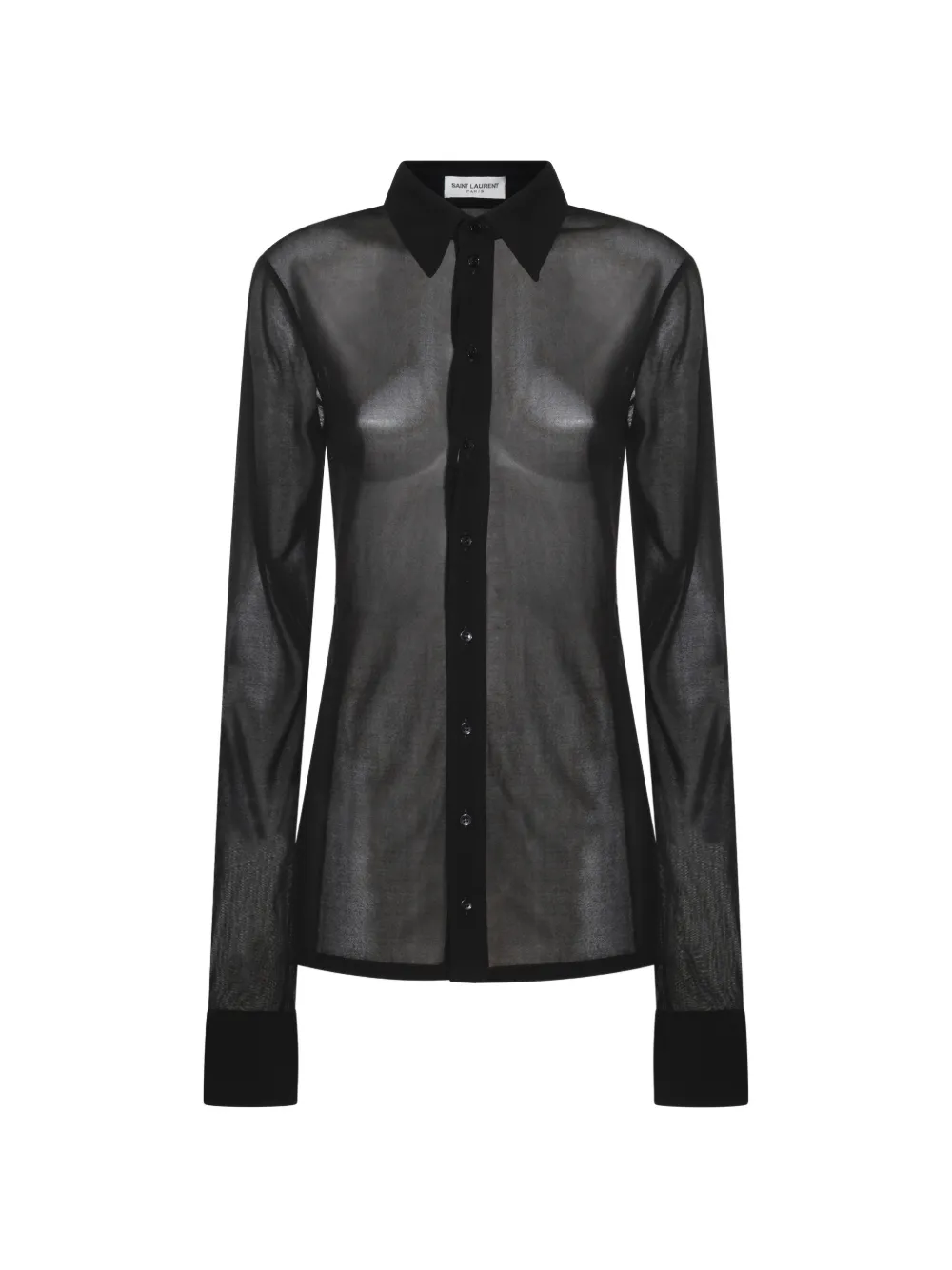 Saint Laurent Overhemd met gespreide kraag Zwart