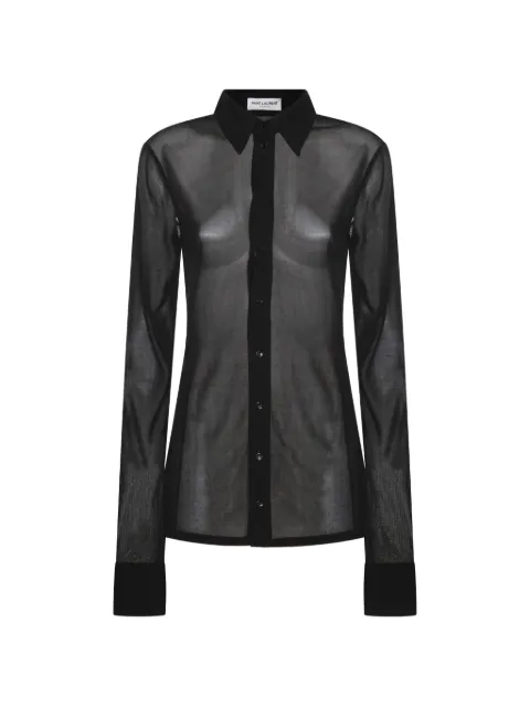 Saint Laurent camisa manga larga con cuello italiano