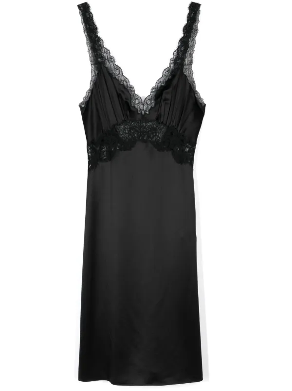 Saint Laurent lace panel Midi Dress Black FARFETCH BH