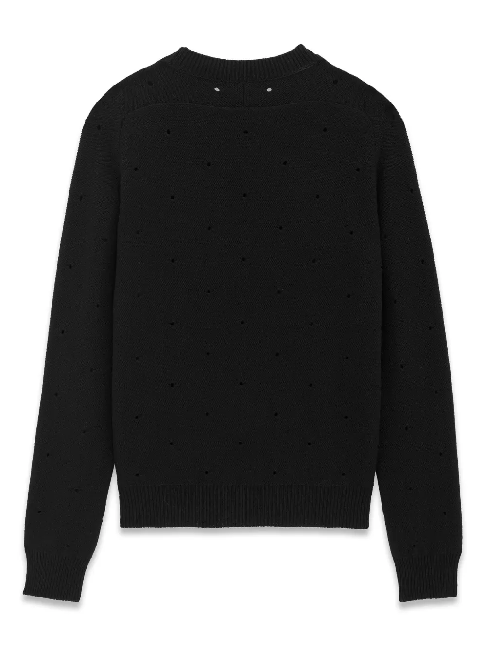 Shop Saint Laurent Openwork Wool Jumper In Black