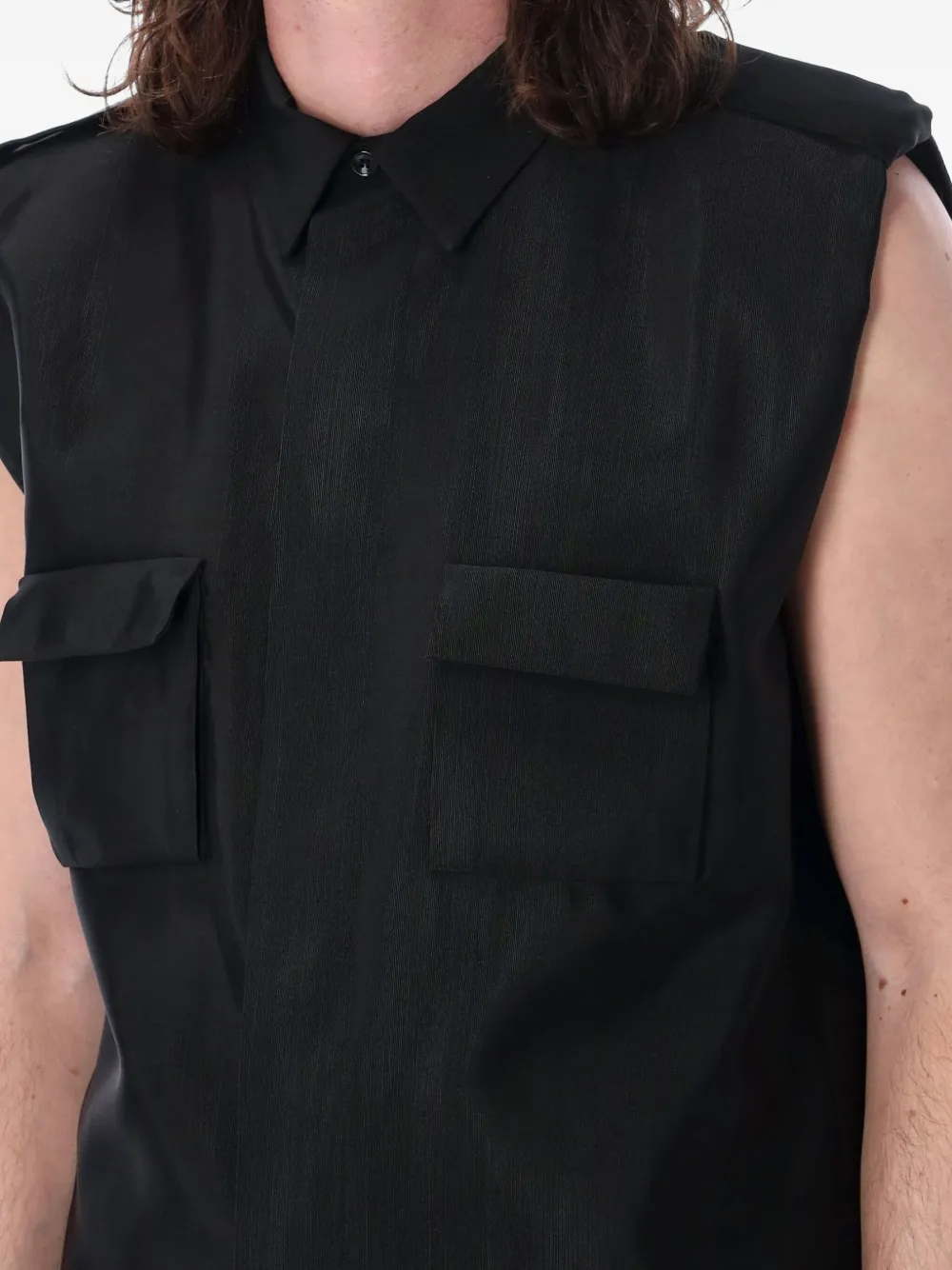 Saint Laurent Mouwloos overhemd met klassieke kraag Zwart