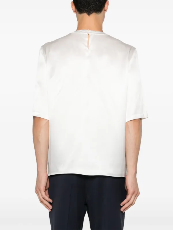Saint Laurent Silk Satin T-shirt | Neutrals | FARFETCH JO
