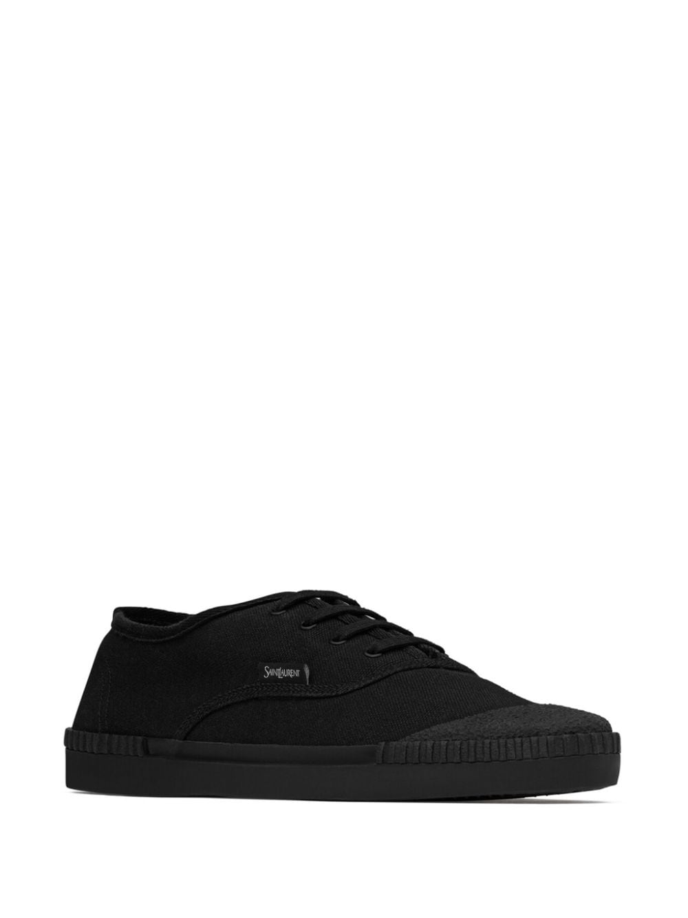 Shop Saint Laurent Canvas Low-top Sneakers In Black