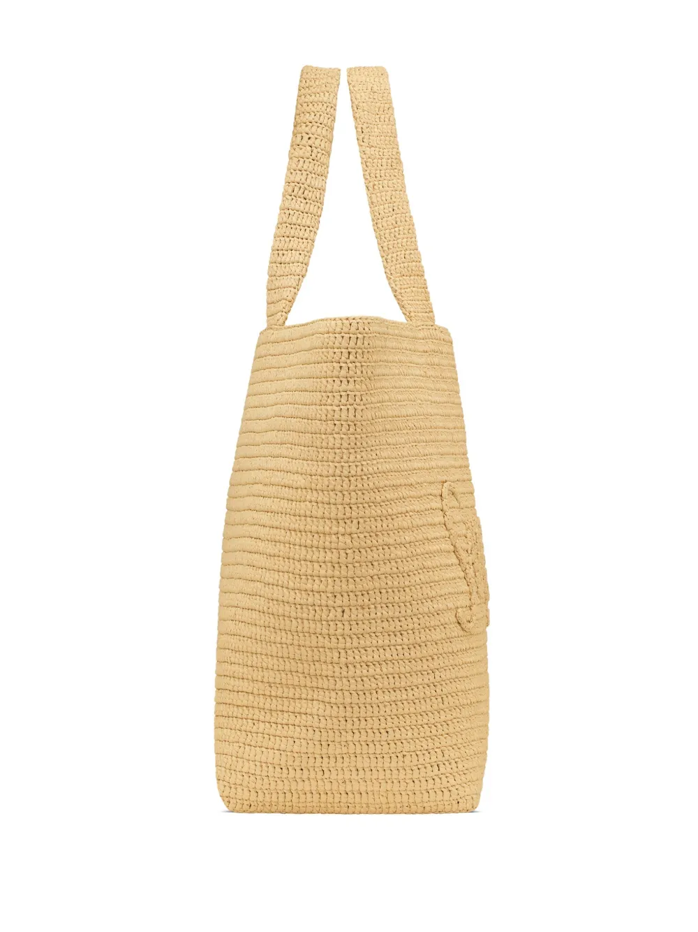 Saint Laurent Raffia shopper met geborduurd logo Beige