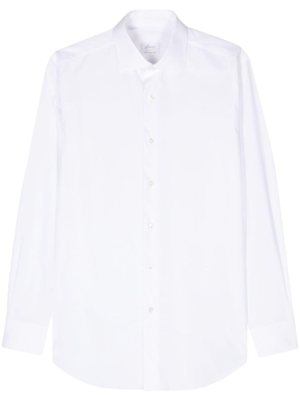 Shop Brioni Long-sleeve Poplin Shirt In White