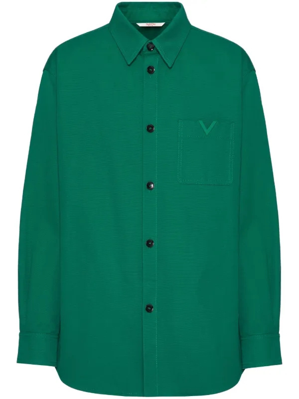 Valentino Garavani V-detail Canvas Shirt Jacket in Green