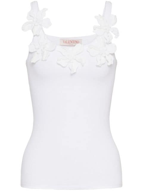 Valentino Garavani floral-appliqué cotton top 