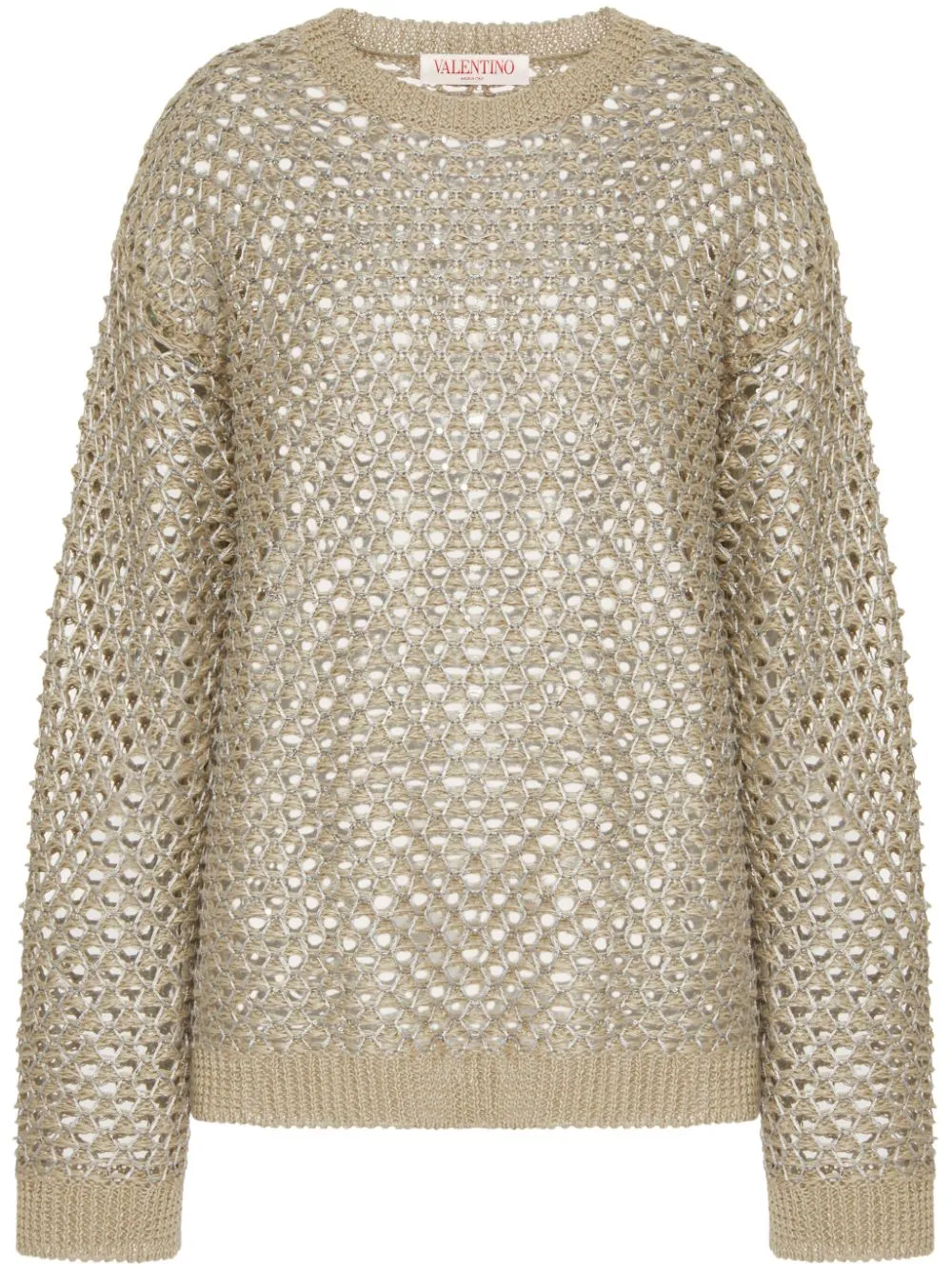 Valentino Open-knit Linen Jumper In Neutrals