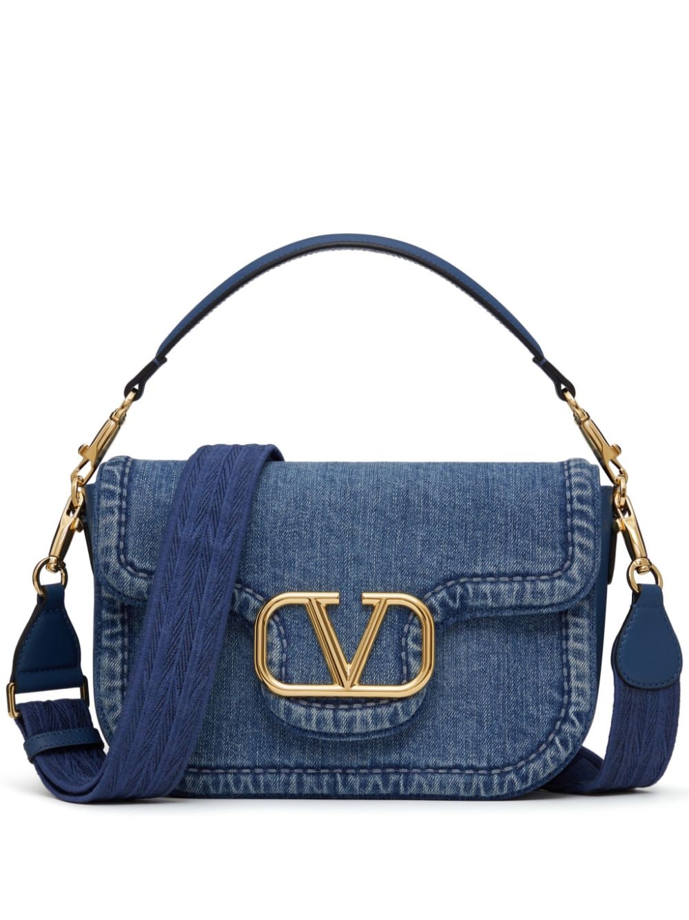 Valentino Garavani Alltime Denim Shoulder Bag In Blue