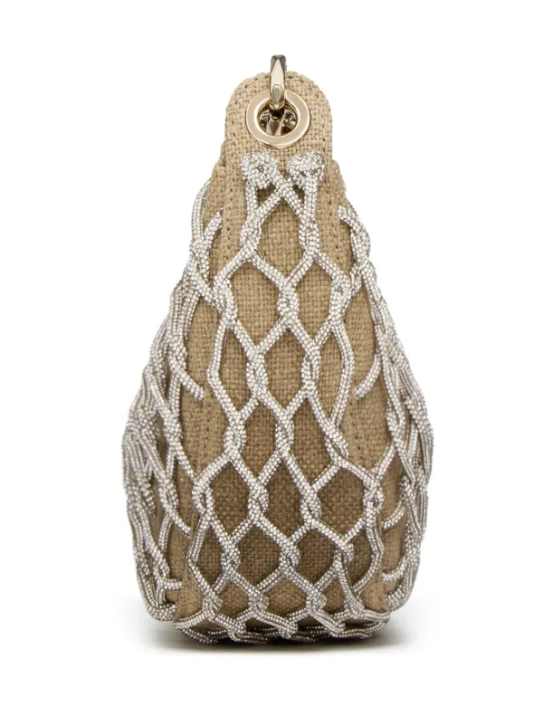 Valentino Garavani VLogo Moon Embellished Woven Shoulder Bag