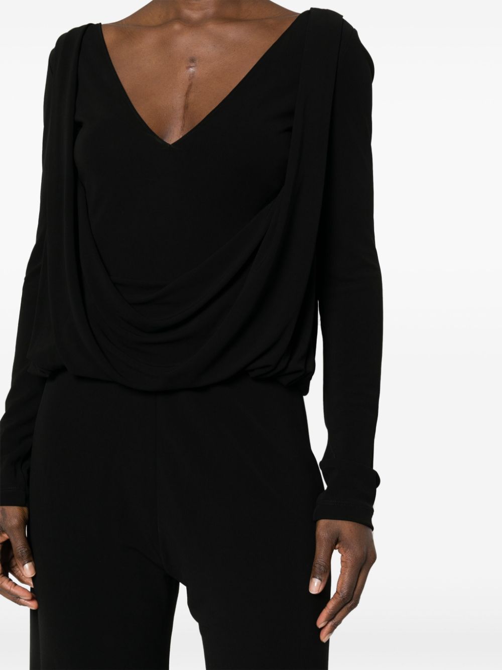 Shop Alberta Ferretti Cowl-neck Crepe Jumpsuit In Black