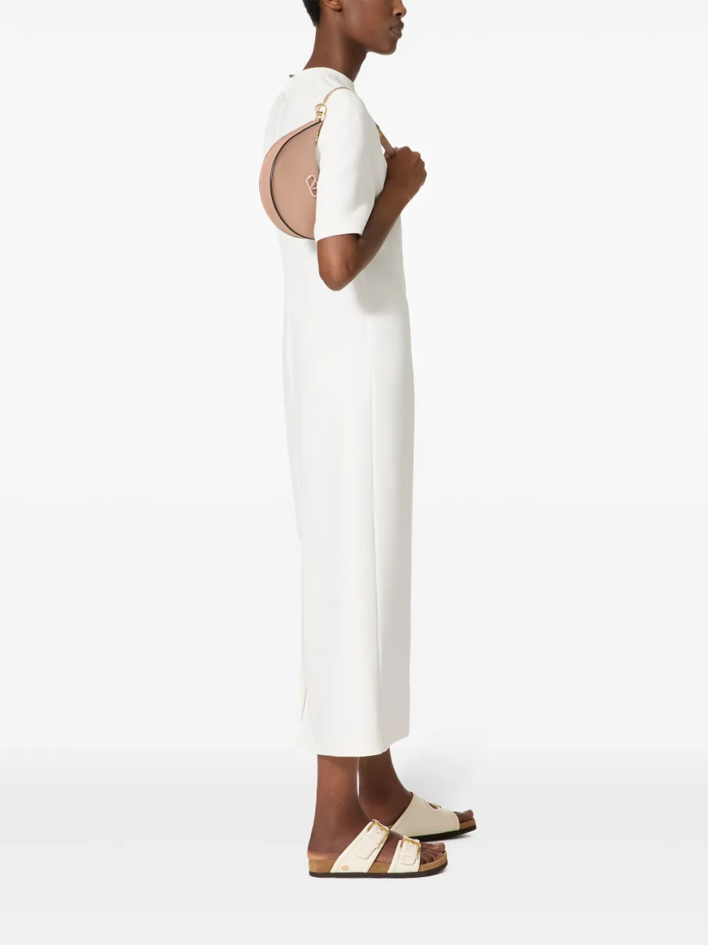 Valentino Garavani Vlogo Signature Calfskin Hobo Mini Bag With Jewel Logo Woman Rose Cannelle Uni In Pink