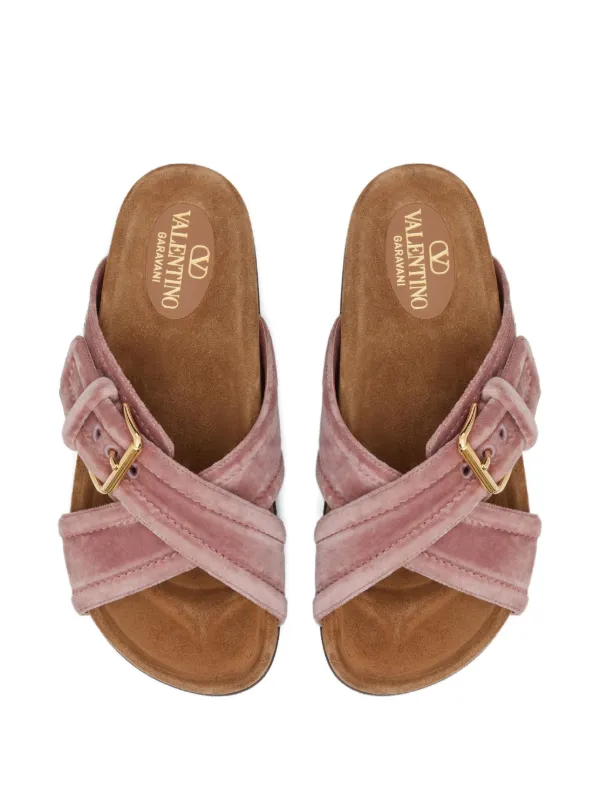 【関税込み】VALENTINO GARAVANI 'FUSSFRIEND' SLIDES Valentino Garavani Fussfriend double-strap Leather Slides