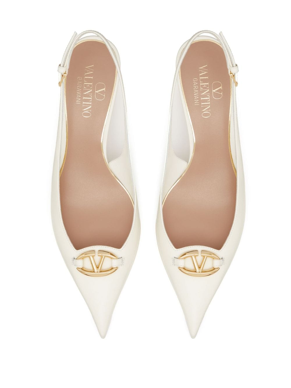 Shop Valentino Vlogo Signature 60mm Leather Slingback Pumps In Neutrals