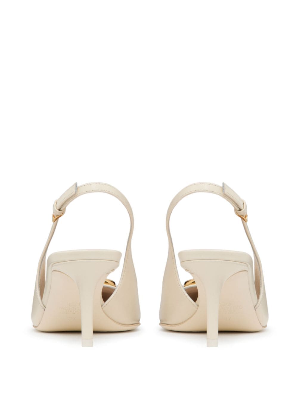 Shop Valentino Vlogo Signature 60mm Leather Slingback Pumps In Neutrals