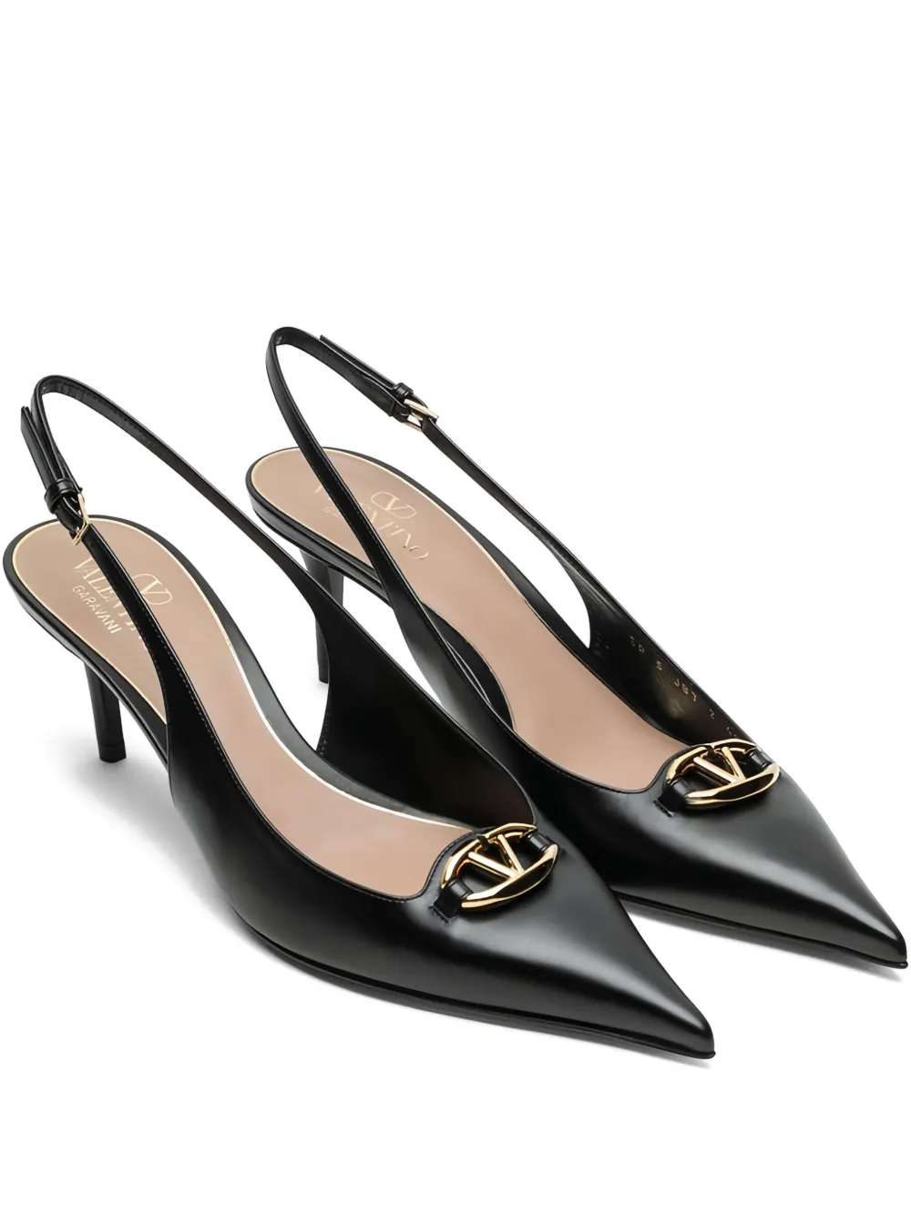 Valentino Garavani Vロゴ シグネチャー スリングバック パンプス - ブラック Valentino Garavani Vロゴ シグネチャー スリングバック パンプス - ブラック