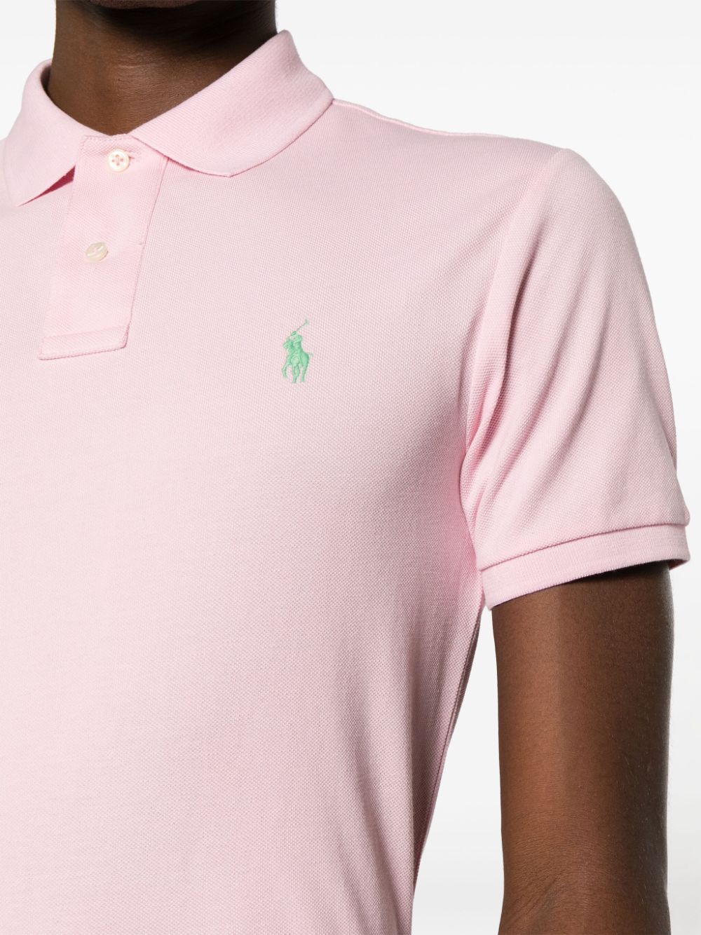 Shop Polo Ralph Lauren Embroidered-logo Piqué Polo Shirt In Pink