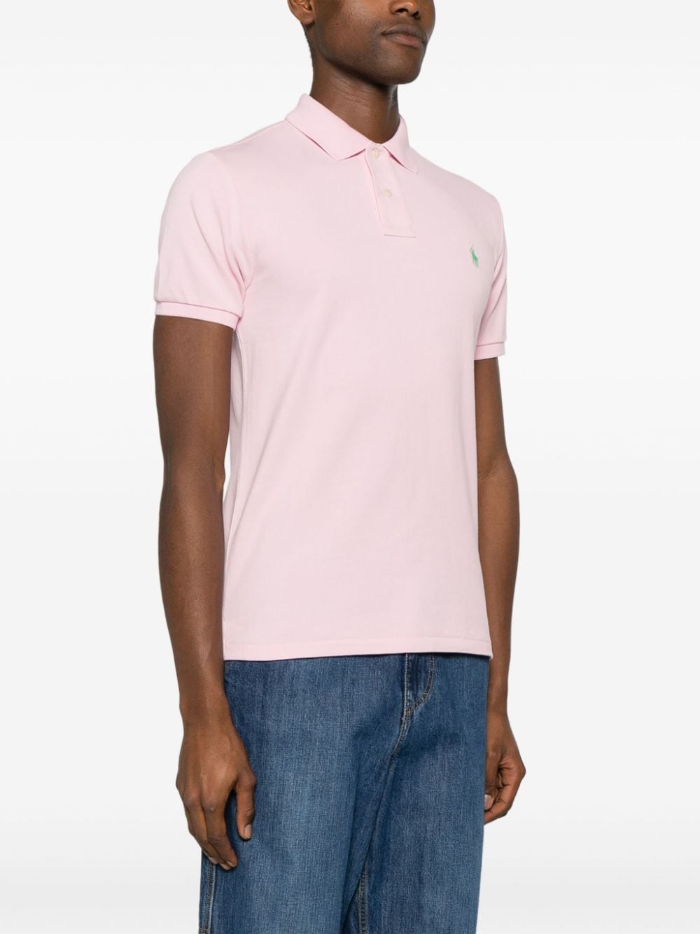 Shop Polo Ralph Lauren Embroidered-logo Piqué Polo Shirt In Pink