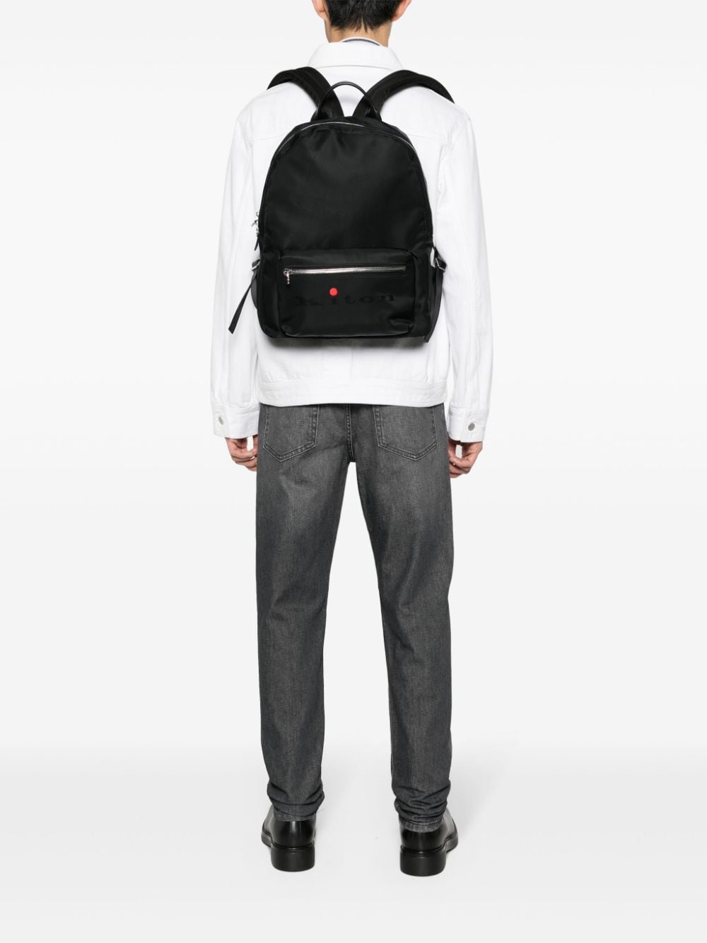 Shop Kiton Logo-print Backpack In Black