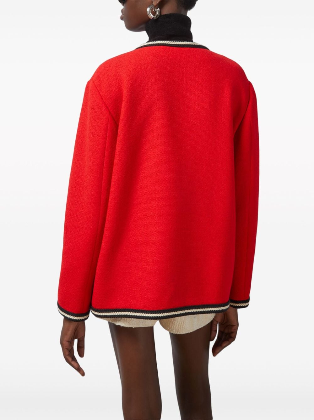 Shop Gucci Interlocking G Logo Tweed Jacket In Red