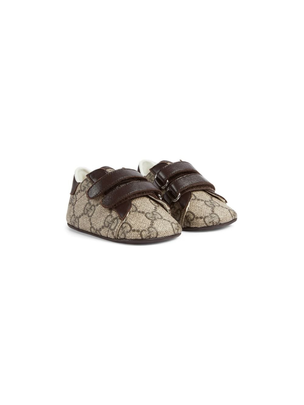 Gucci Babies' Ace Gg 提花学步鞋 In Brown