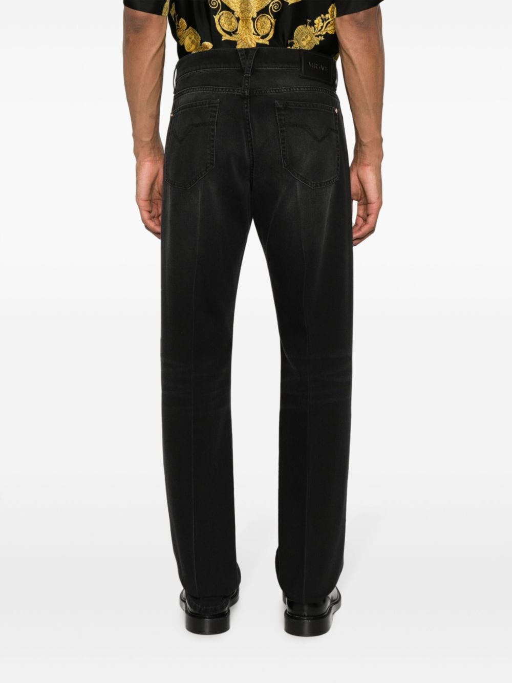 Shop Versace Medusa 95 Straight-leg Jeans In Schwarz