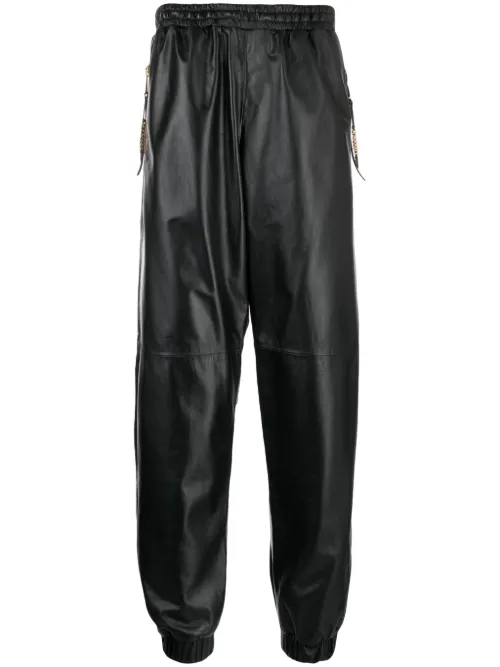 Pantalon de jogging court en cuir - Moschino - Modalova