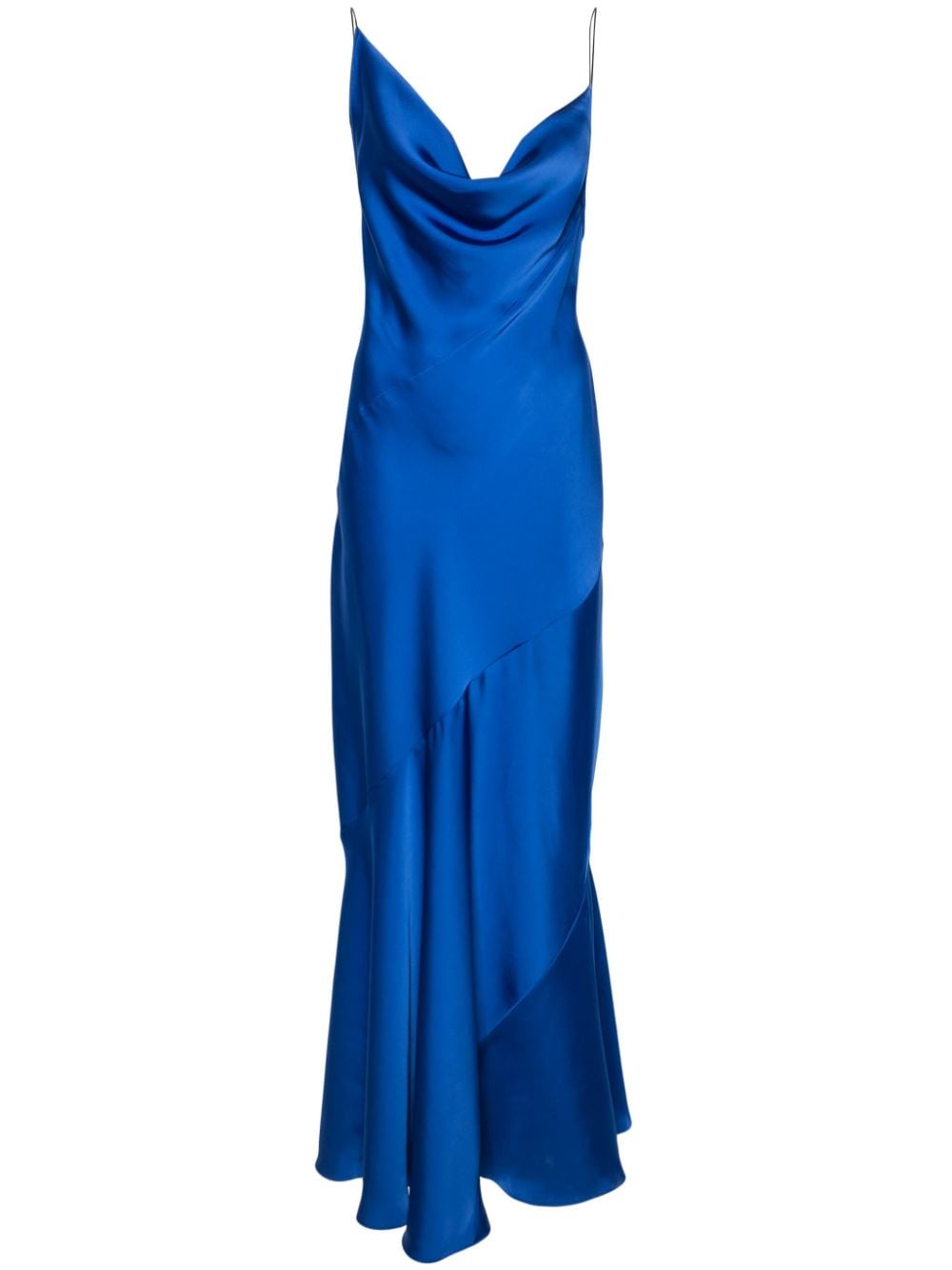 Philosophy Di Lorenzo Serafini Cowl-neck Satin Maxi Dress In Blue