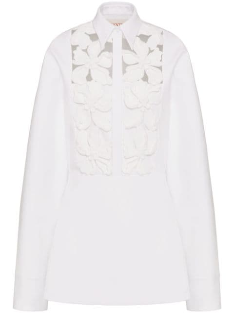 Valentino Garavani floral-embroidered cut-out shirtdress