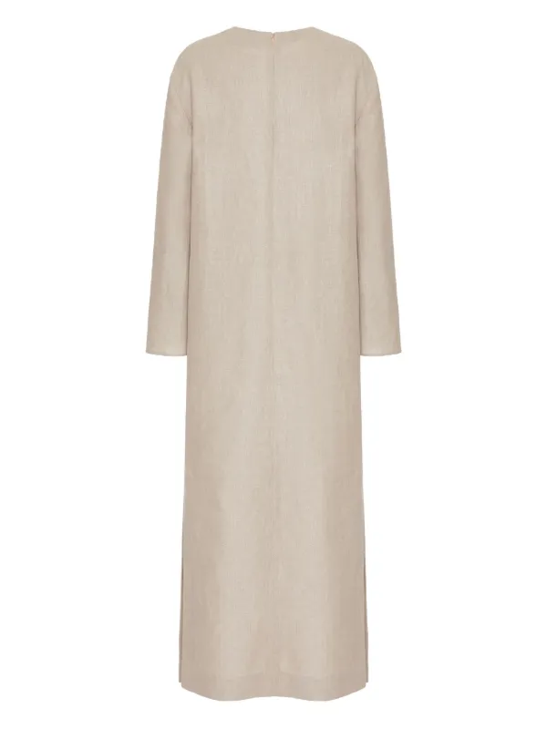 Valentino Garavani Embroidered Linen Maxi Dress | Neutrals