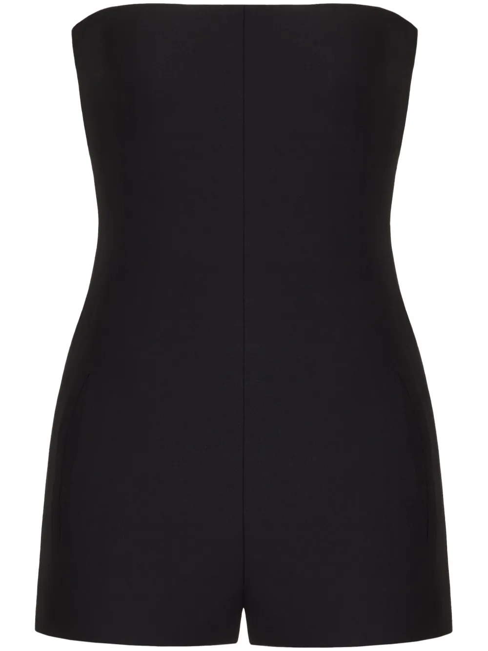 Valentino Square-neck Strapless Playsuit In 黑色