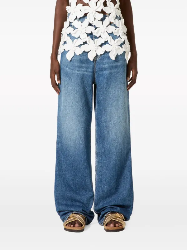 Valentino Garavani wide-leg Cotton Jeans | Blue | FARFETCH