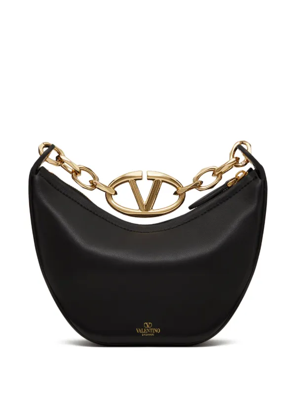 Valentino Garavani Mini VLogo Moon Hobo Bag | Black | FARFETCH