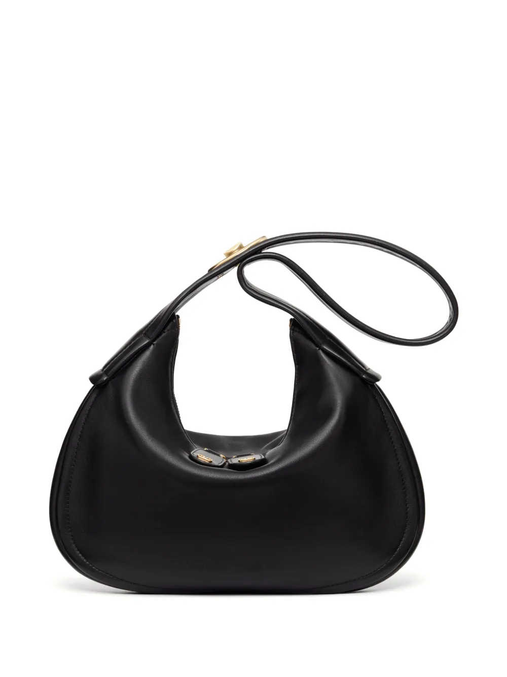 Valentino Vlogo Signature Leather Shoulder Bag In Black