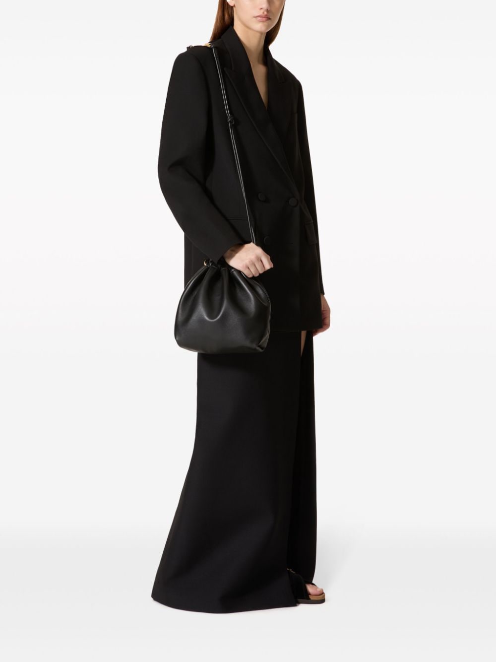 Shop Valentino Vlogo Signature Drawstring Bag In Black