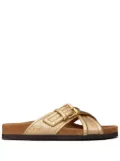 Valentino Garavani crossover-strap leather slides - Gold