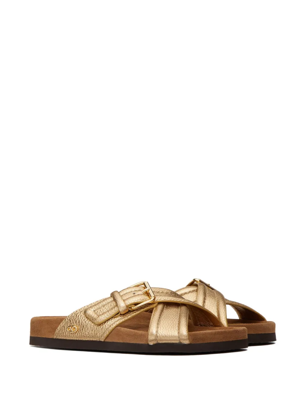 Valentino Garavani crossover-strap leather slides | Image 2