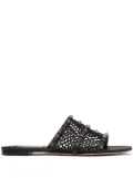 Valentino Garavani Rockstud-embellished interwoven slides - Black