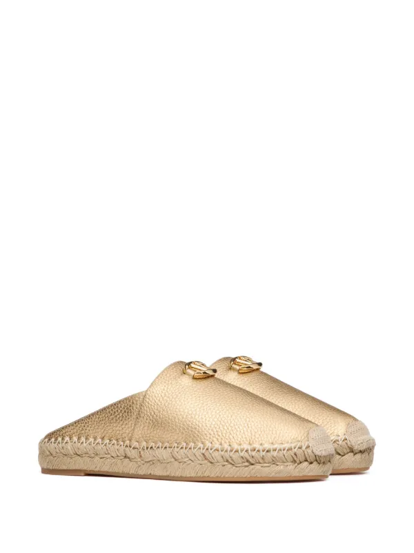 VALENTINO＞＞VLogoメタリックレザーミュール Valentino Garavani VLogo Metallic Leather Mules | Gold