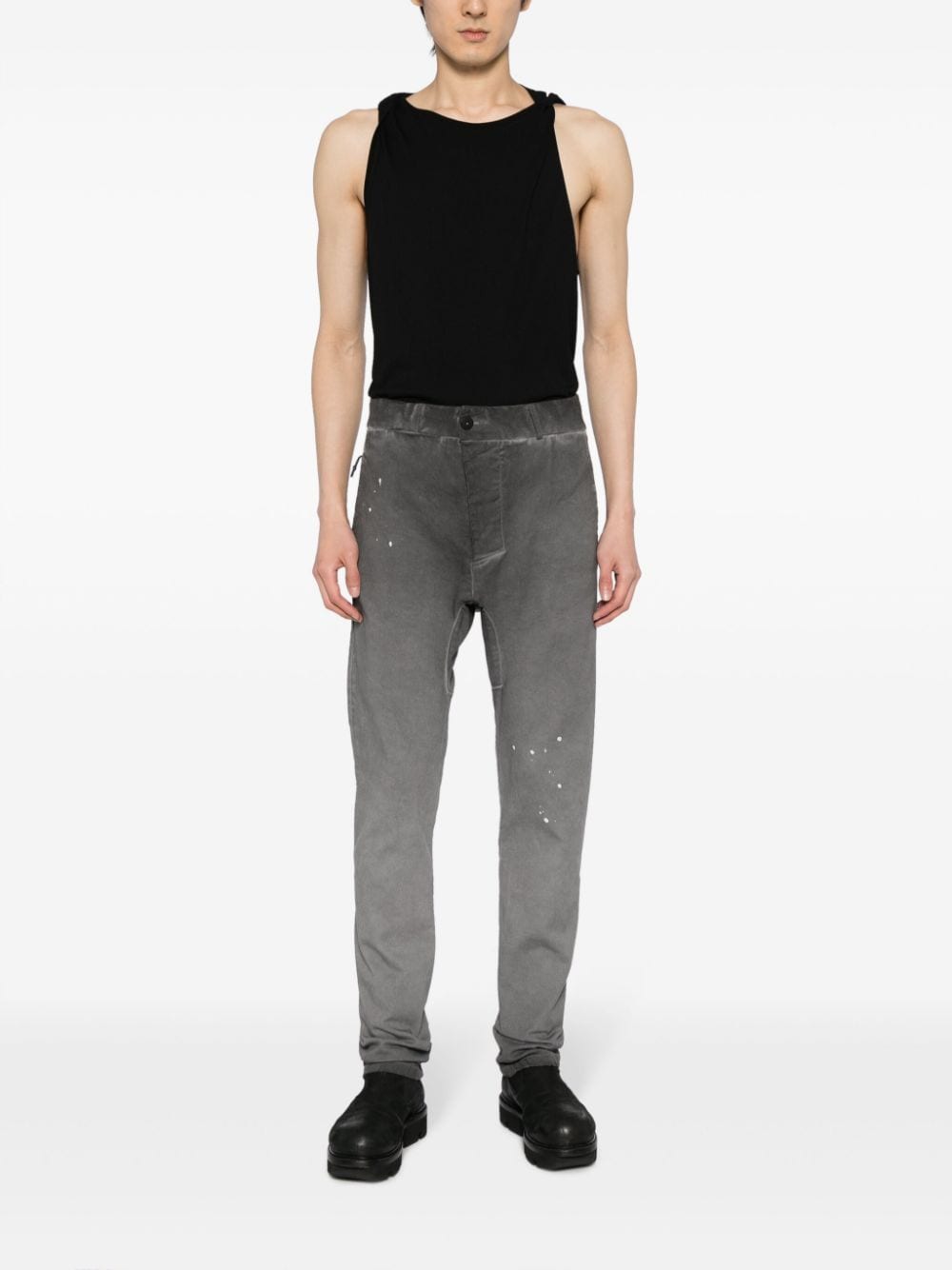 Shop 11 By Boris Bidjan Saberi Washed Cotton Slim-cut Trousers In Grey