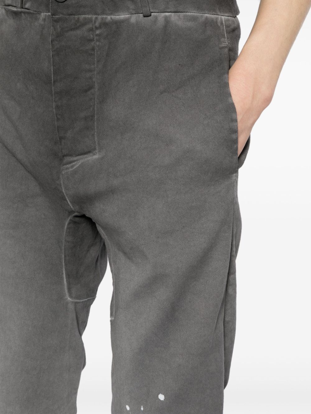 Shop 11 By Boris Bidjan Saberi Washed Cotton Slim-cut Trousers In Grey