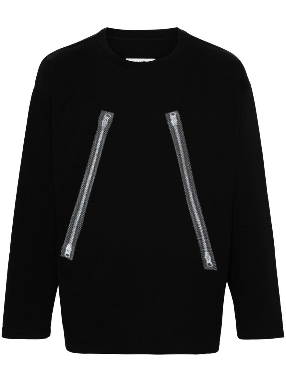 Shop Mm6 Maison Margiela Rasterized-zip-print Longsleeved T-shirt In Schwarz