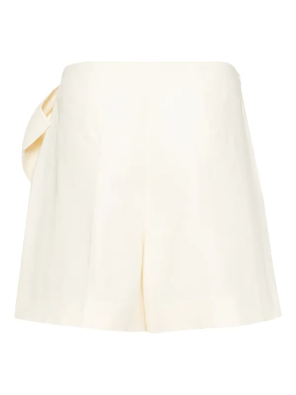【送料&関税込】ChloAC Linen Short Pants With Bow Chloé bow-detail Linen Shorts | Neutrals | FARFETCH GE